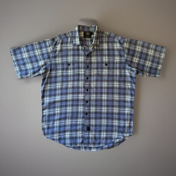 RRL Shirt XL Blue Multicolor Plaid Short Sleeve Button Up New York Polo Country - Picture 1 of 8